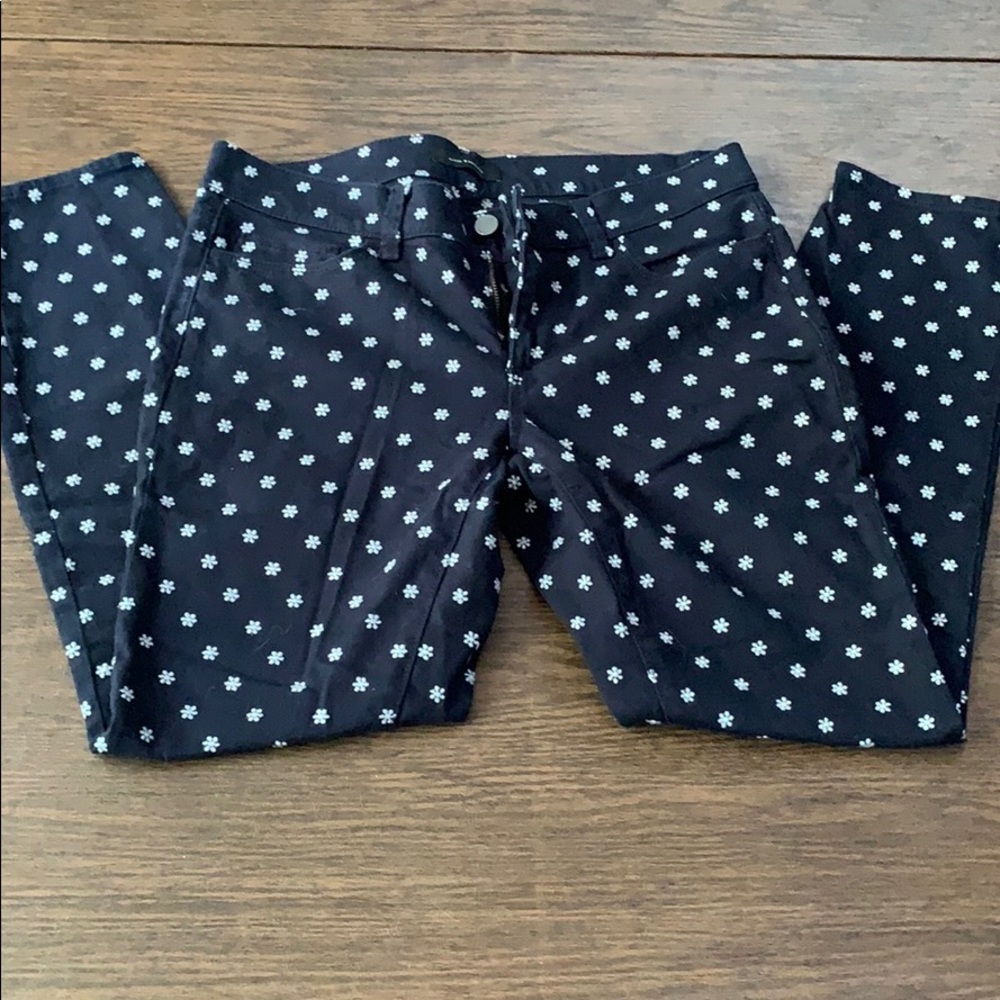 Ann Taylor Navy and White Floral Jeans